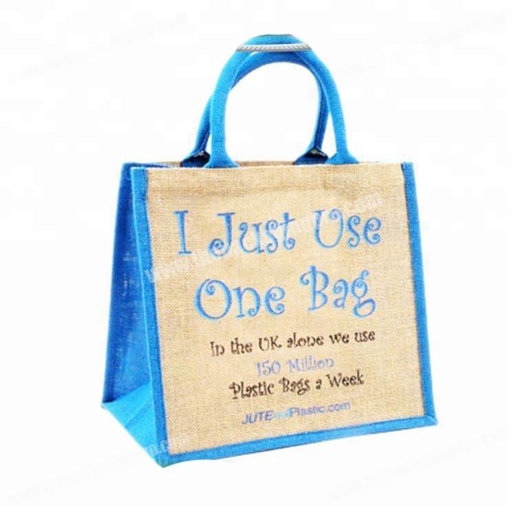 TOP sale different patterns decorative jute material cheap shopping bags