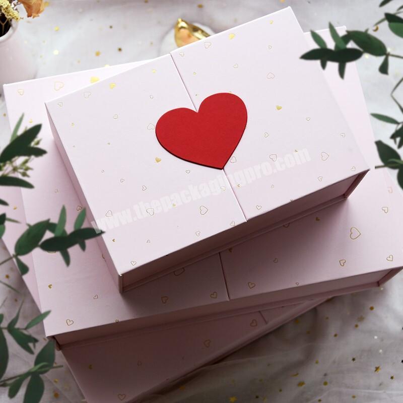 Top Sale High Quality High-end Double Walled Open Valentine Gift Cardboard Packaging Box with Ribbon