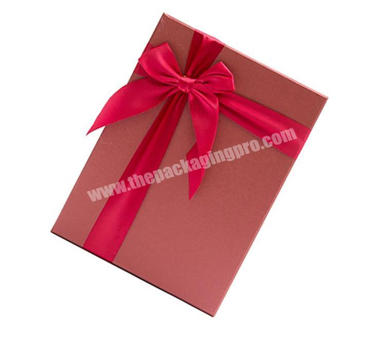 Top seller Best choice textured paper gift box with bowknot set up box