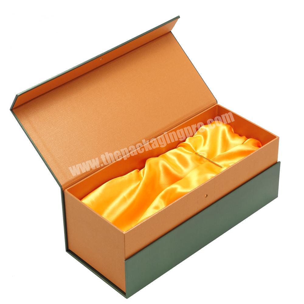 Traditional Luxury Handmade High Quality Lid Hinged Base Rigid Paper Cardboard Box with Satin Cushion for Wine Whisky  Cognac