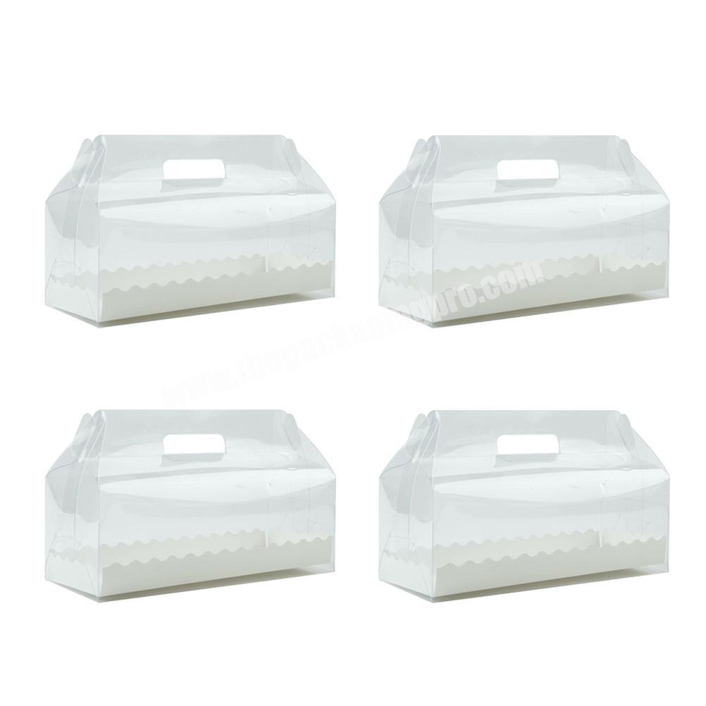 Transparent Cake Box With Handle Clear Plastic Cake Roll Boxes With Paper Tray Cupcake Box