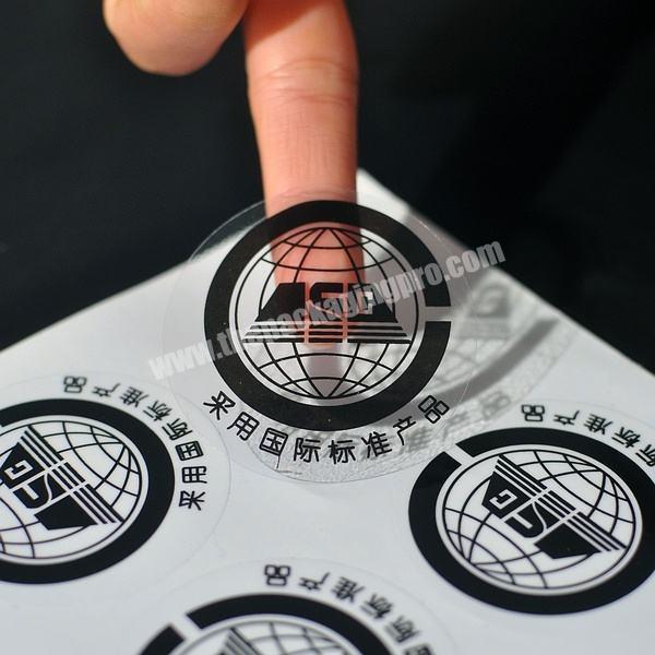 Transparent pp label sticker pvc label sticker clear round logo sticker permanent self adhesive labels