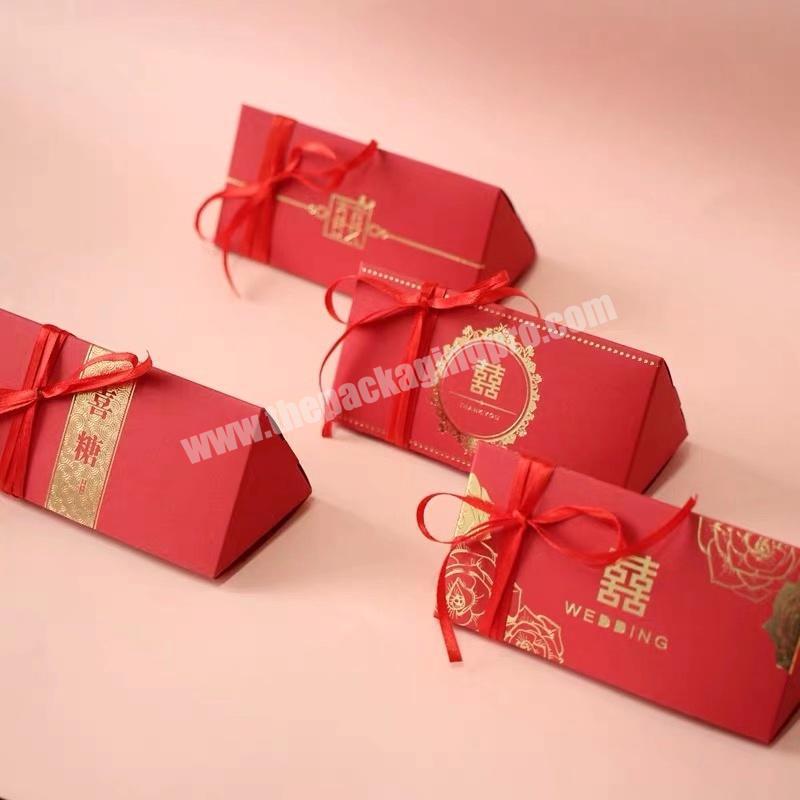 Triangle Shape Favors Candy Paper Box Wholesale Sweet Wedding Gift Boxes