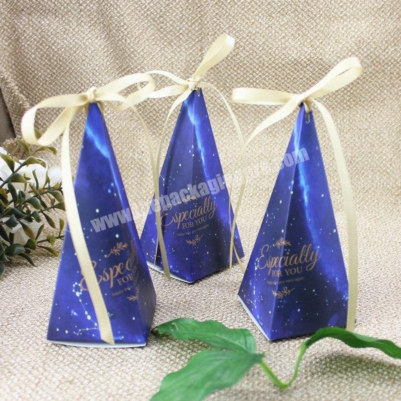 Triangle Shape Party Sweet Favors Wedding Cardboard starry sky Candy Box