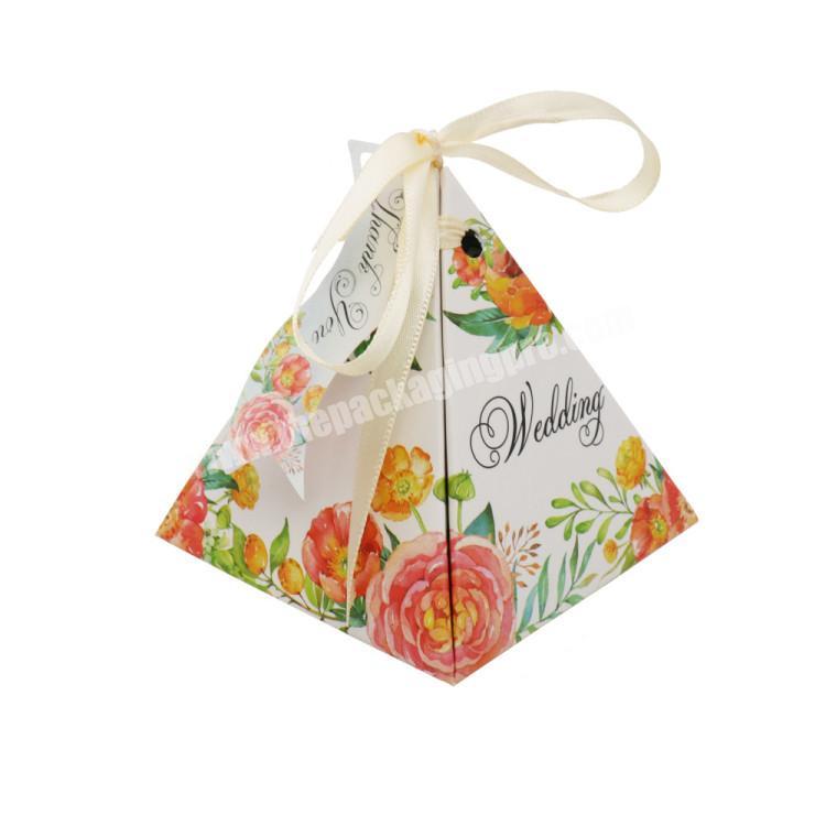 Triangular Flower Ribbon Sweet Candy Box Wedding Door Gift Box