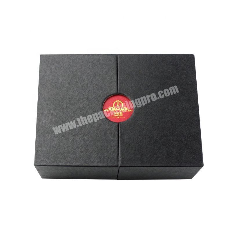 Two Flap Lid Open Luxury Gold Paper Wooden Perfume Gift Box