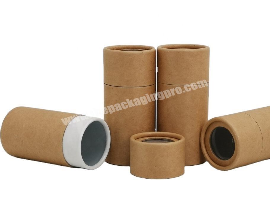 Two OZ Tea Packaging Brown Kraft Paper Curled Edge Tube with Clear Top Window