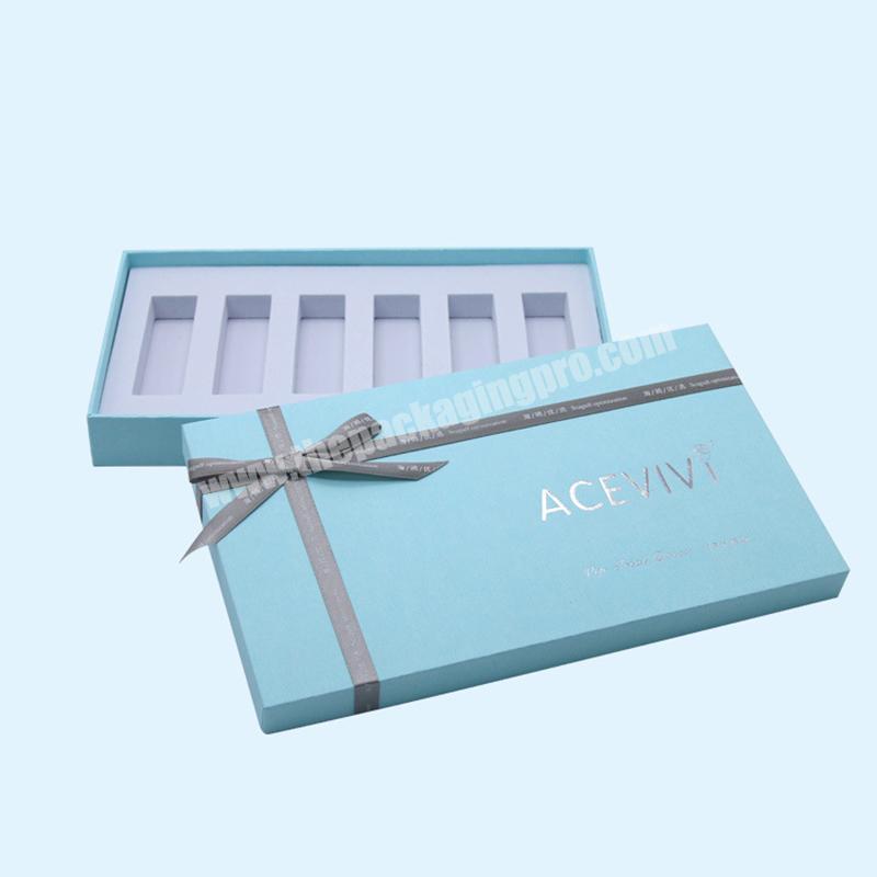 two piece bow ribbon gift box lip gloss packaging boxes for makeup brush set lip gloss tube