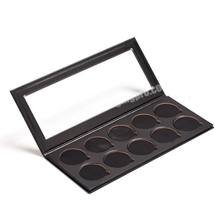 Typical Empty Eyeshadow-palette Black 10 Colors Black Cosmetic Box Magnetic Paper Box With Clear Lid For DIY Eyeshadow Packaging