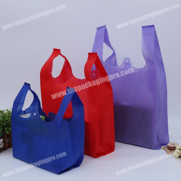 U-cut T shirt style heat sealed non woven bag for supermarket