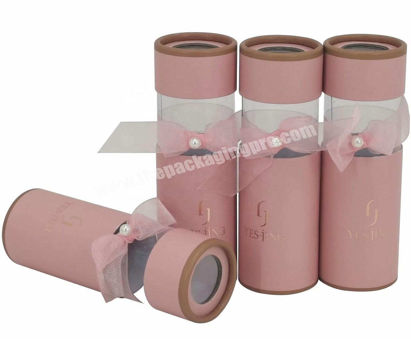 Underwear Packaging Rolled Edge Paper Tube with Clear Window and Butterfly Knot