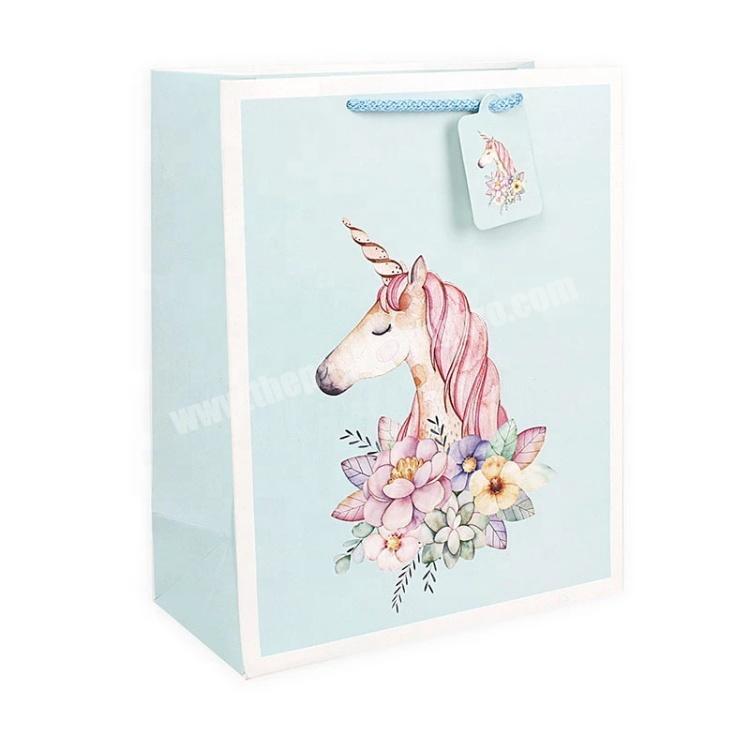 Unicorn Pattern Design lvory Paper Gift Bag Case on Sale Wholesale