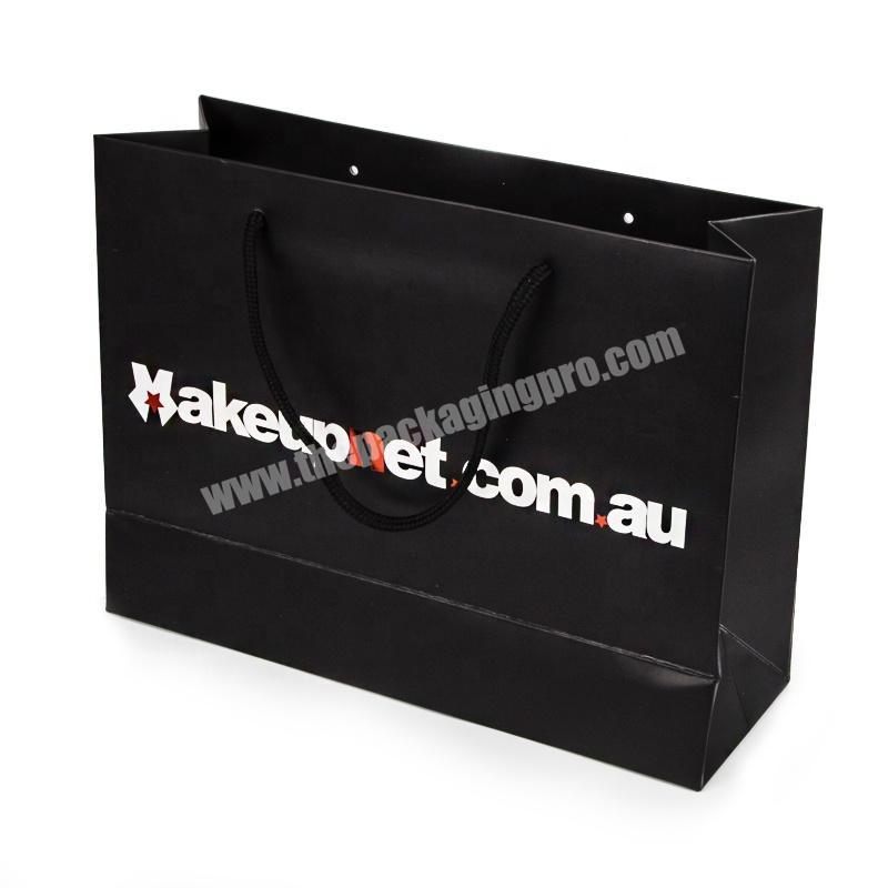 Unique cosmetic matte black paper gift bag packaging make up