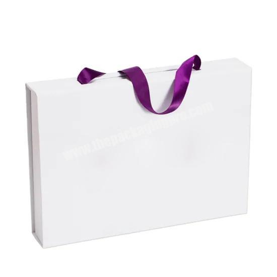 Unique Design Cardboard Human Vigin Hair Weave Packaging Paper Foldable Boxes with ribbon handle