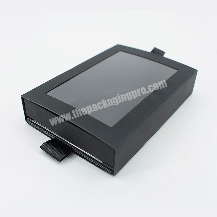 Unique design clear window black drawer box packaging 3 layers padding for luxury jewelry