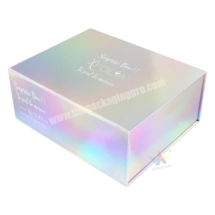 Unique Design Logo Printed Iridescence Magnetic Holographic Gift Box