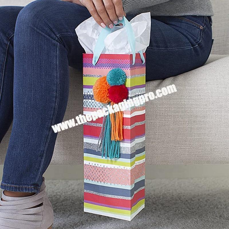 unique recycled luxury kraft paper carry shopping packaging bag