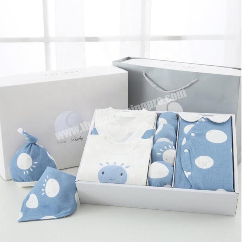 UV Paper 5 Pieces 100% Cotton Infant Storage Baby Custom Clothing Newborn Baby Doll Baby Clothes Set Gift Box