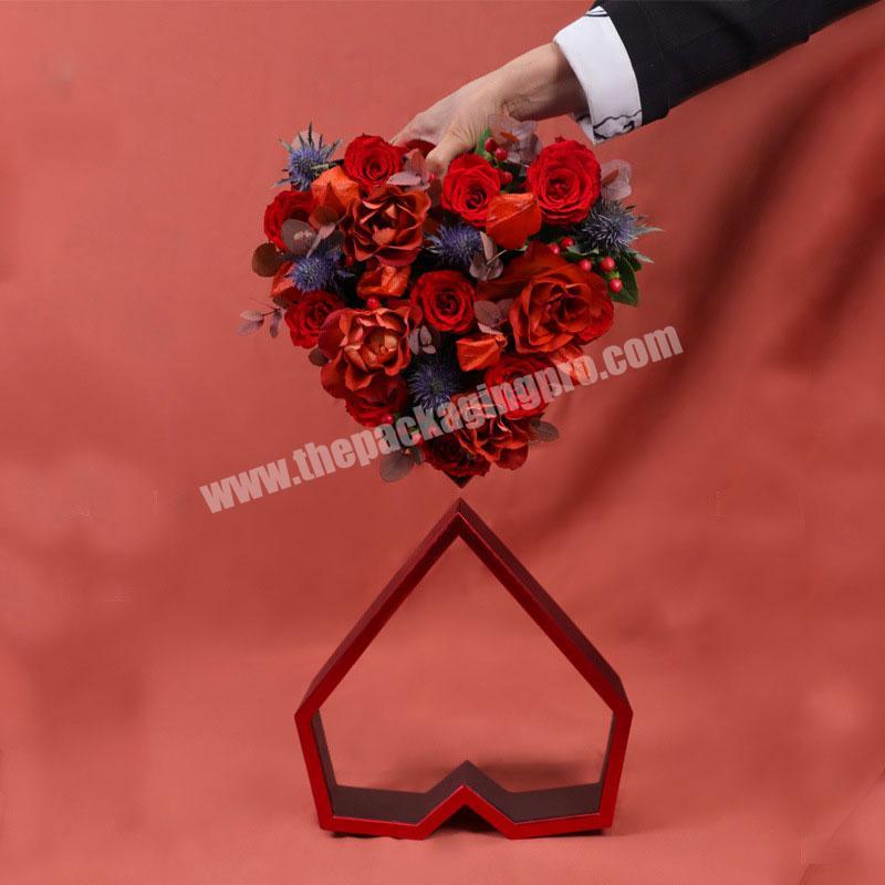 Valentine's Day diamond flower box acrylic transparent window gift box soap flower heart-shaped flower-arranging box