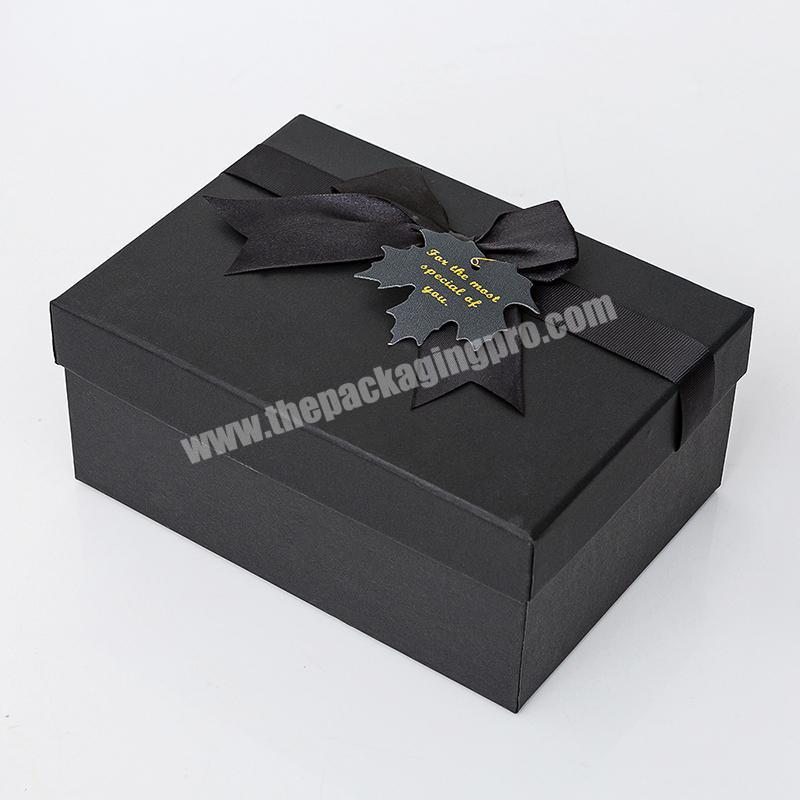 Valentine's Day Gift Box Rectangular Black Gift Box Beloved Paper Ribbon Bow Black Gift Box