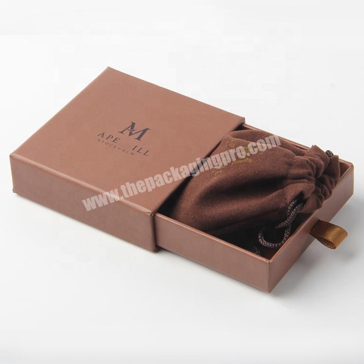 velvet drawstring bag chipboard drawer box for brand beaded hand bracelets