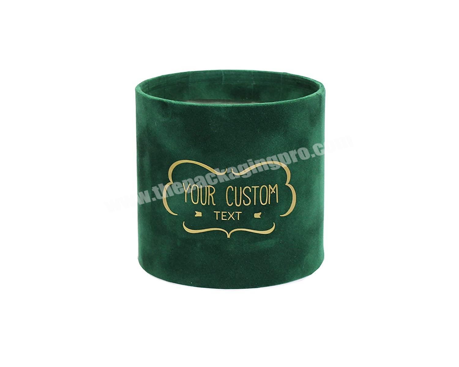 Velvet personalized custom logo text round green gold flowers box wedding decor florist supplies