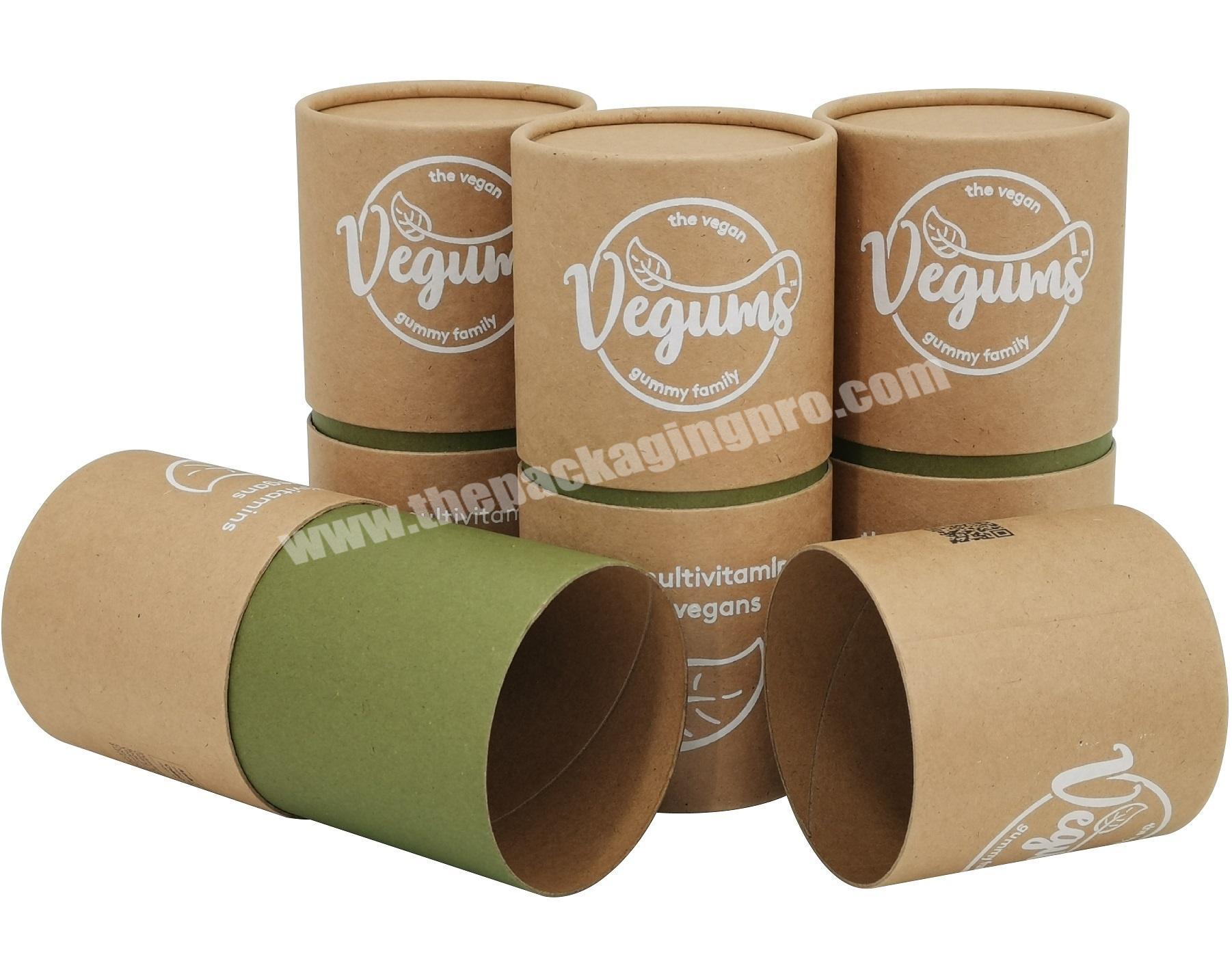 Vitamin Jelly Packaging Eco-friendly Jar Rolled Edge Brown Kraft Paper Tube