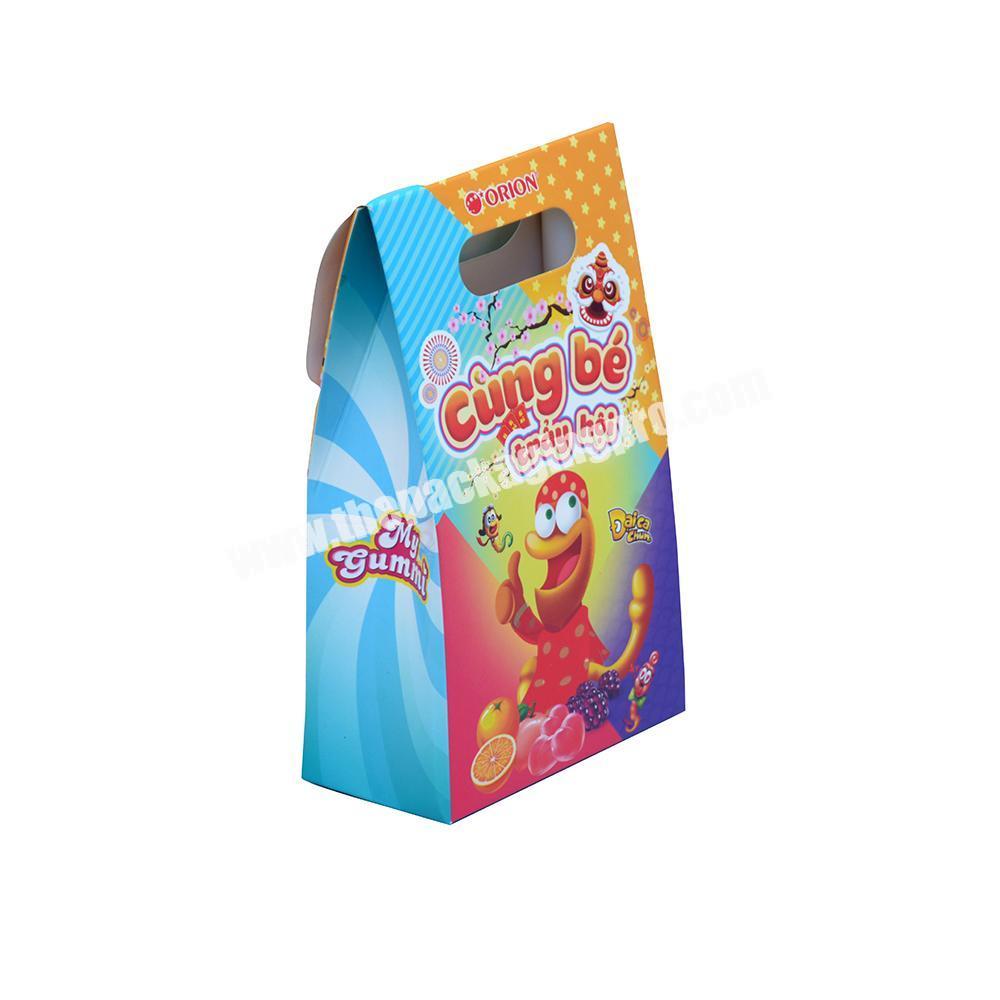 Vivid Decorated Folding Paper Boxes For Kid Snacks With Logo Displayed As Required