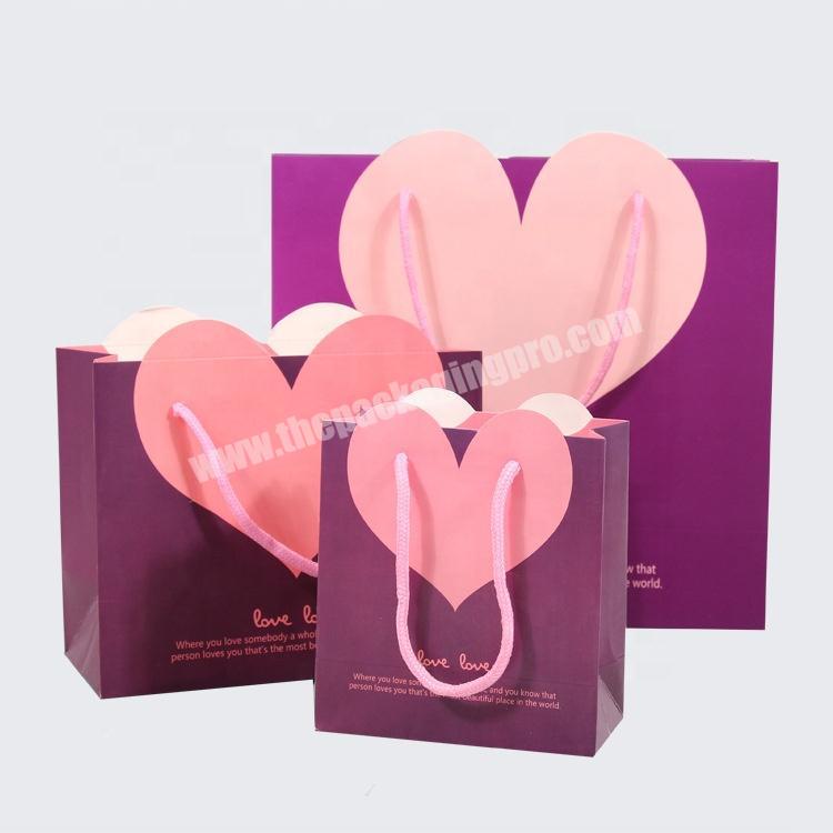 wedding advertising gift hearted shaped custom paper bag
