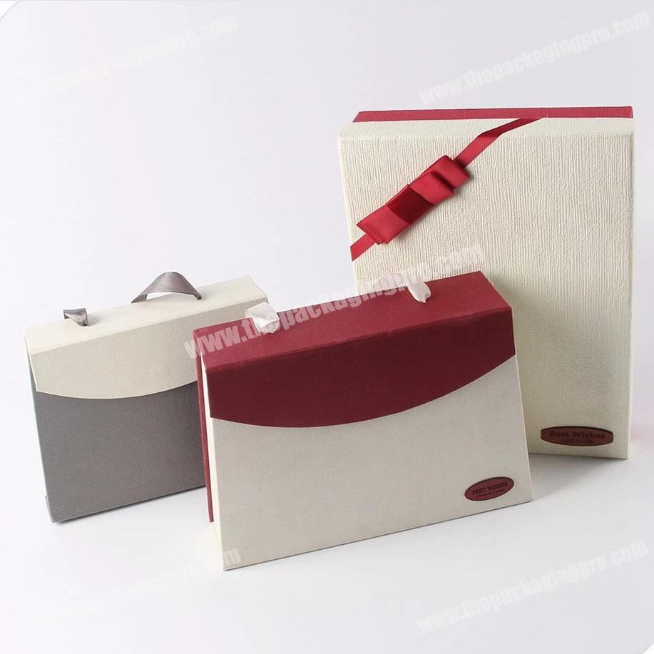 wedding paper cardboard gift clamshell book box with handles
