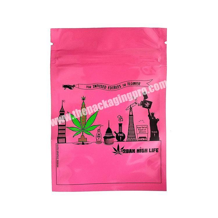 Weed Baggies Designs Mylar Bags Smell Proof  Zip Lock Heat Sealable for Candy, Edibles, Herbs, Pink Color
