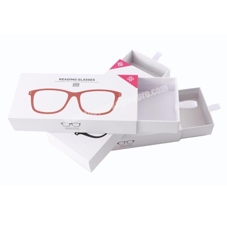 White 2 pieces sliding rigid gift packing custom summer sunglasses paper box  for wholesale