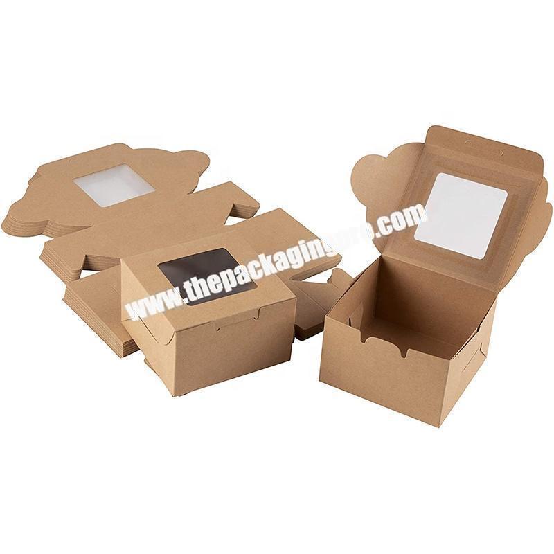 White Art Paper PVC PET Kraft Bakery Pie Cake cookie Packaging Paper Food Box With Clear Window