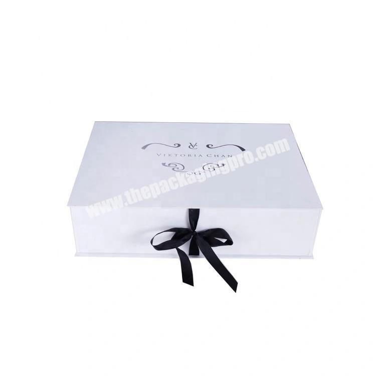 White Book Shape Cardboard Paper Storage Packaging Box with Black Ribbon for Gifts