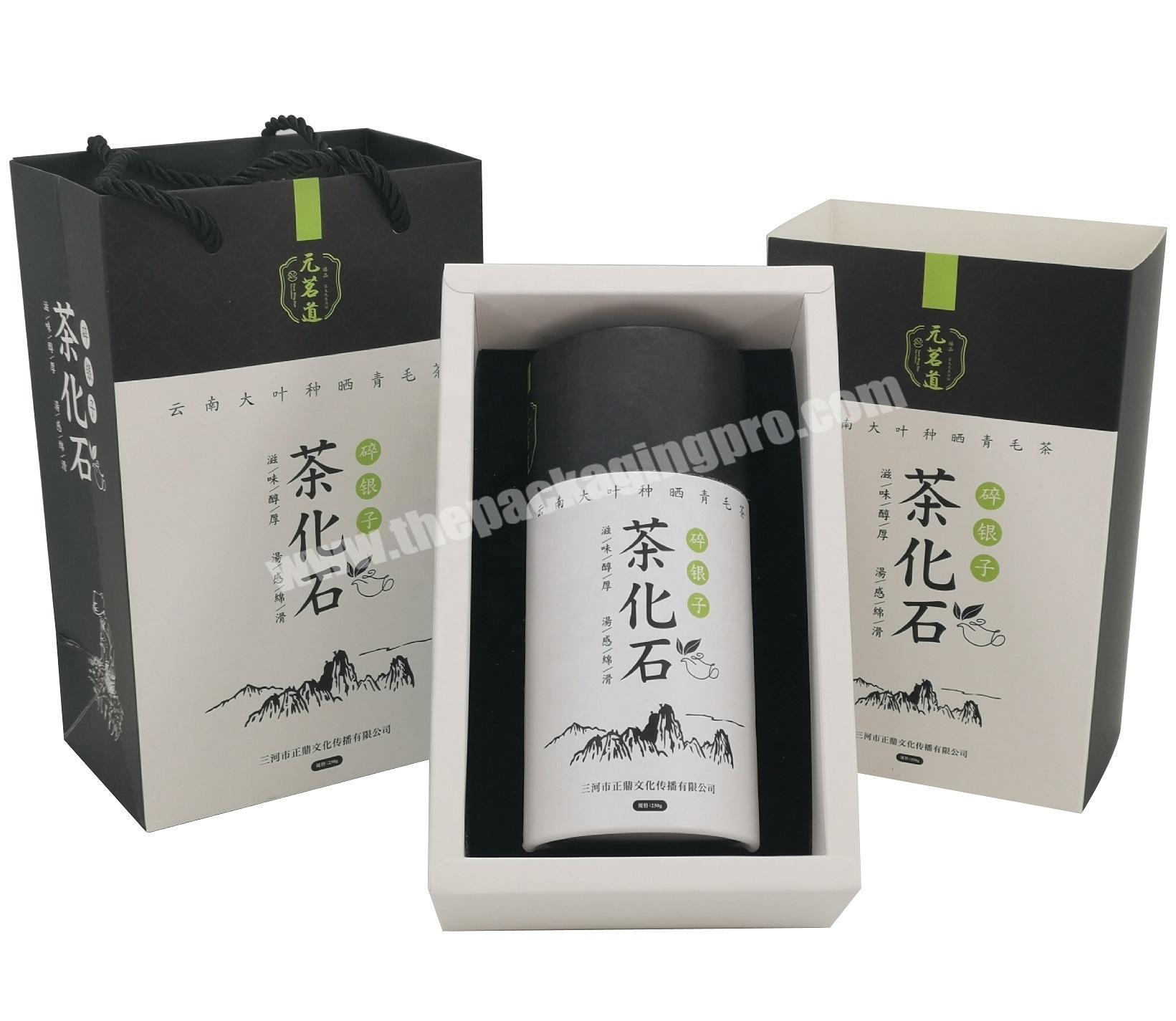 White Card Easy Foldable Drawer Sliding Box and Gift Bag for Rolled Edge Paper Tea Tube Packaging