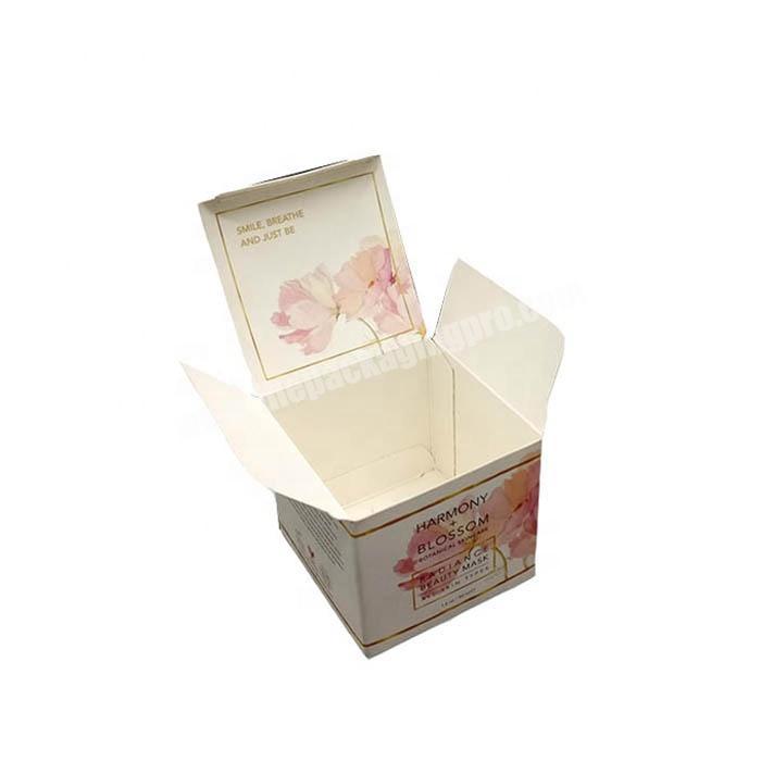 White cardboard cosmetic paper packaging box for glass jar cream products