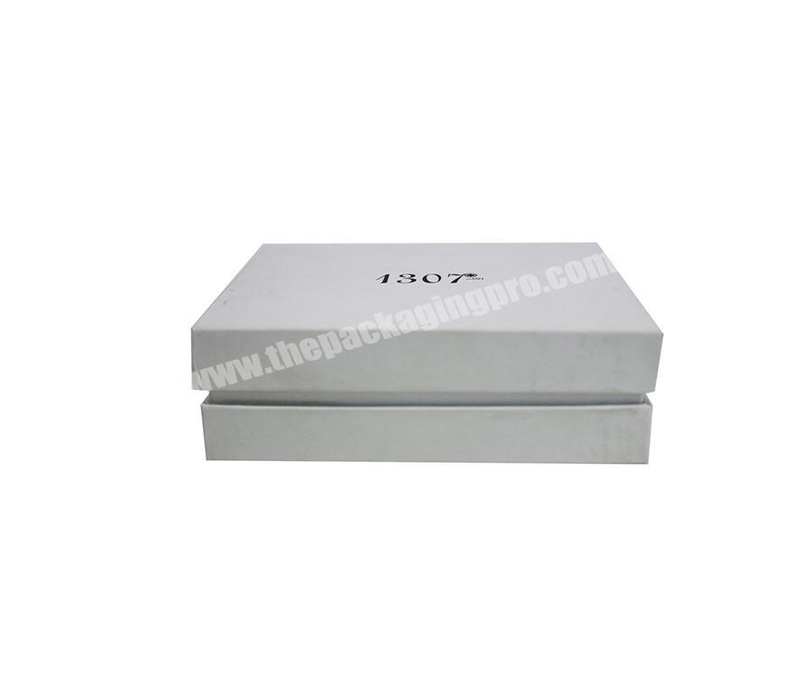 White color EVA foam insert 2 pieces black logo foil custom cardboard box with lid