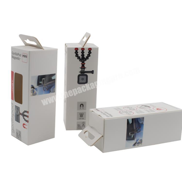 White corrugated cardboard paper hook hanger full color printed tuck end folding packaging box for electronics tools