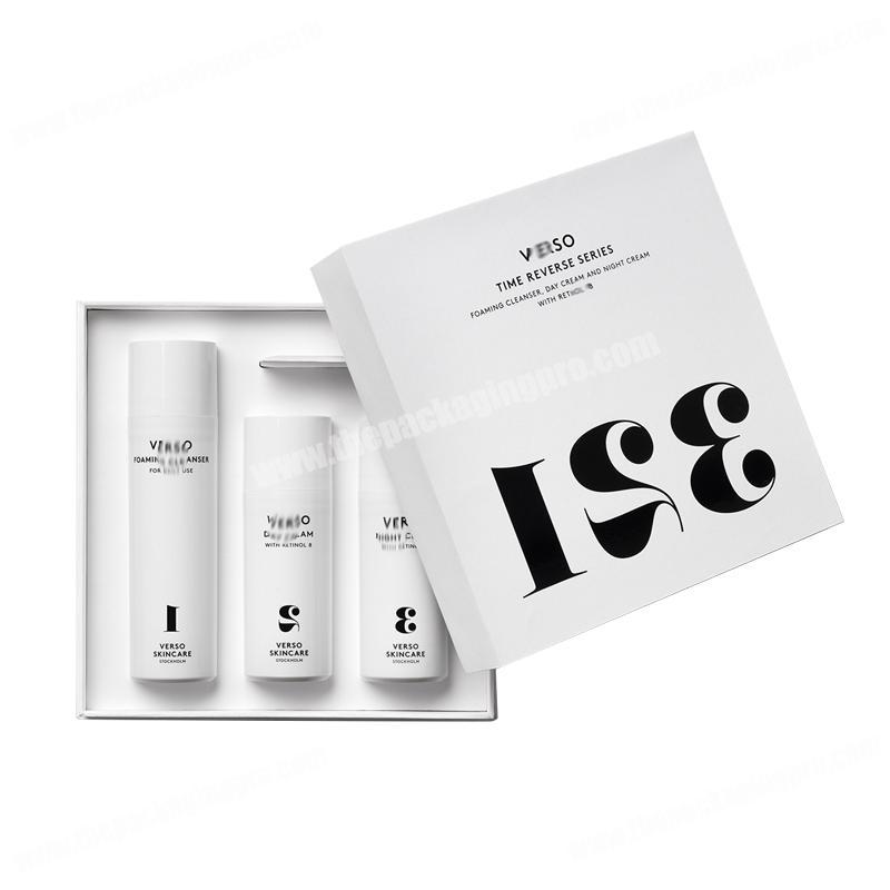 White custom printed logo rigid skin care cream perfume bottle packaging gift boxes