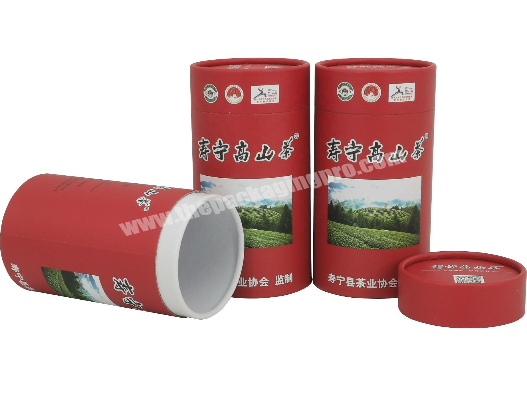 White Inside Eco-Friendly Tube High Mountain Tea Packaging Paper Cardboard Cans with Rolled Edge