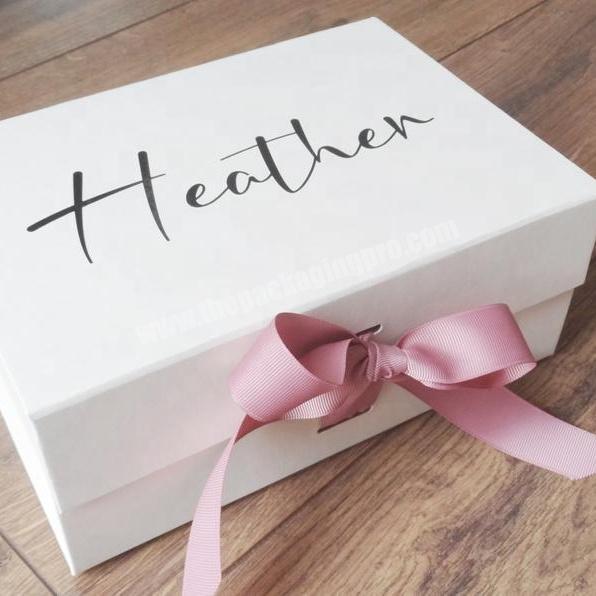 White luxury magnet bow decoration bridesmaid wedding custom gift box