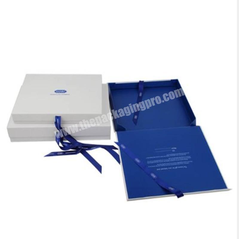 White Magnetic Gift Boxes with fixed ribbon closure