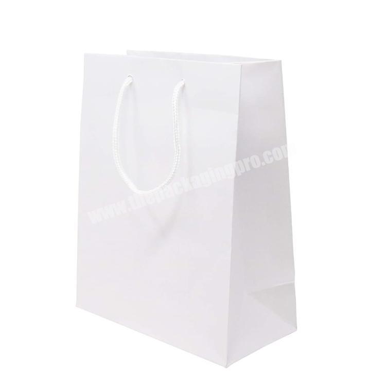 White Matte Euro Tote Paper Shopping Bags Reusable Sacks with Reinforced Cardboard Gusset and Thick Top Handle