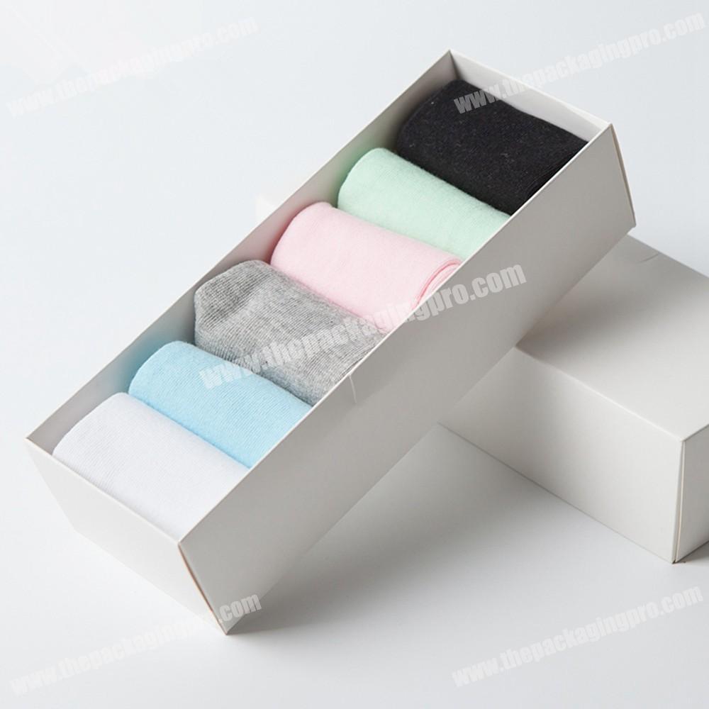 White paper full color printing custom logo socks underwear cheap packaging card lid box
