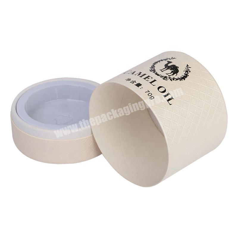 White special paper camel oil bottle cosmetics packaging cardboard tube cylinder with blister