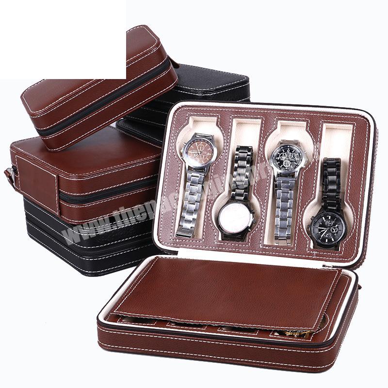 Wholesale 2 4 8 slot watch box PU leather zipper watch gift box