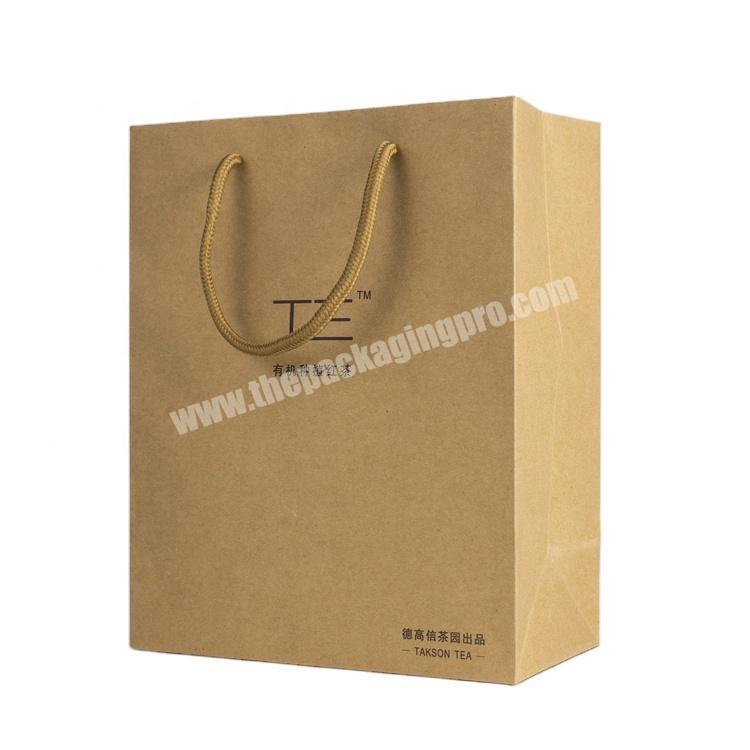 wholesale 2018 high quality printed brown kraft paper bag with handles for tea