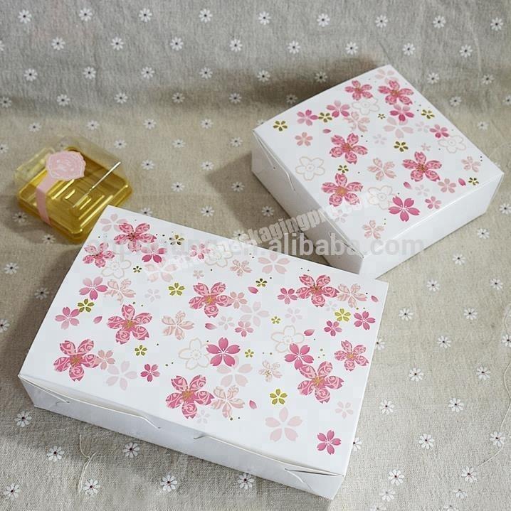 Wholesale 20pcslot Pink Sakura Stamping Gift Box for Baking Food Cookie Paper Boxes Packaging Chocolate Cake Free Shipping