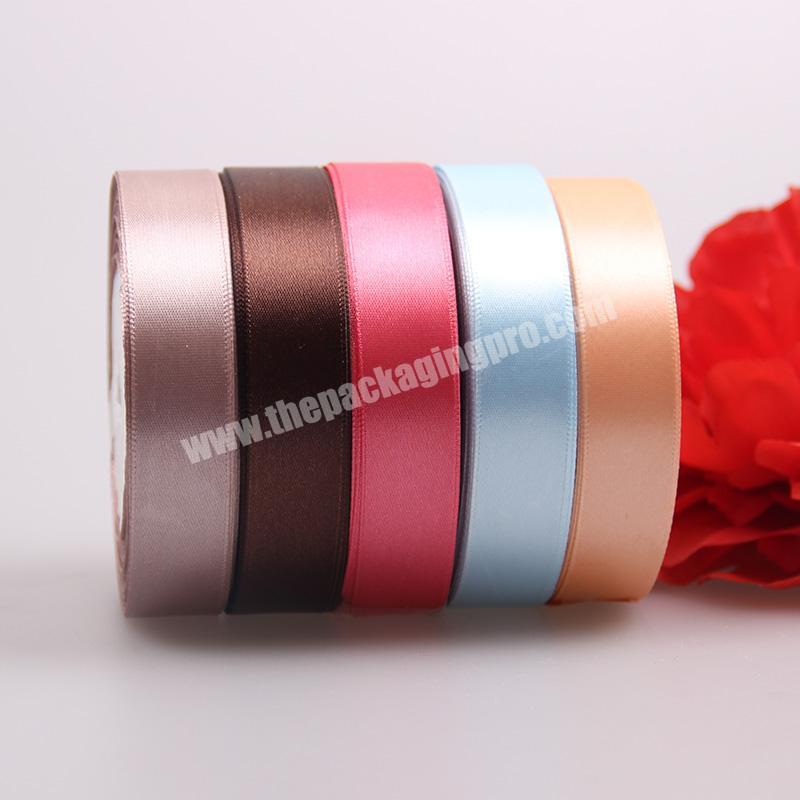 Wholesale 2cm Custom Printed Logo Diy Solid Colorful Satin Ribbon