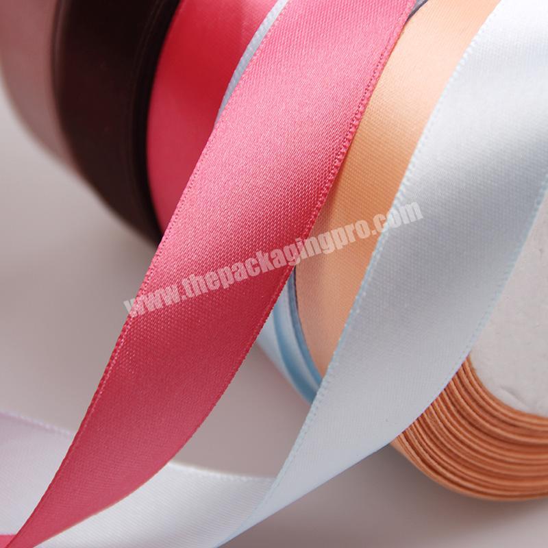 Wholesale 2cm Custom Printed Logo DIY Solid Colorful Satin Ribbon